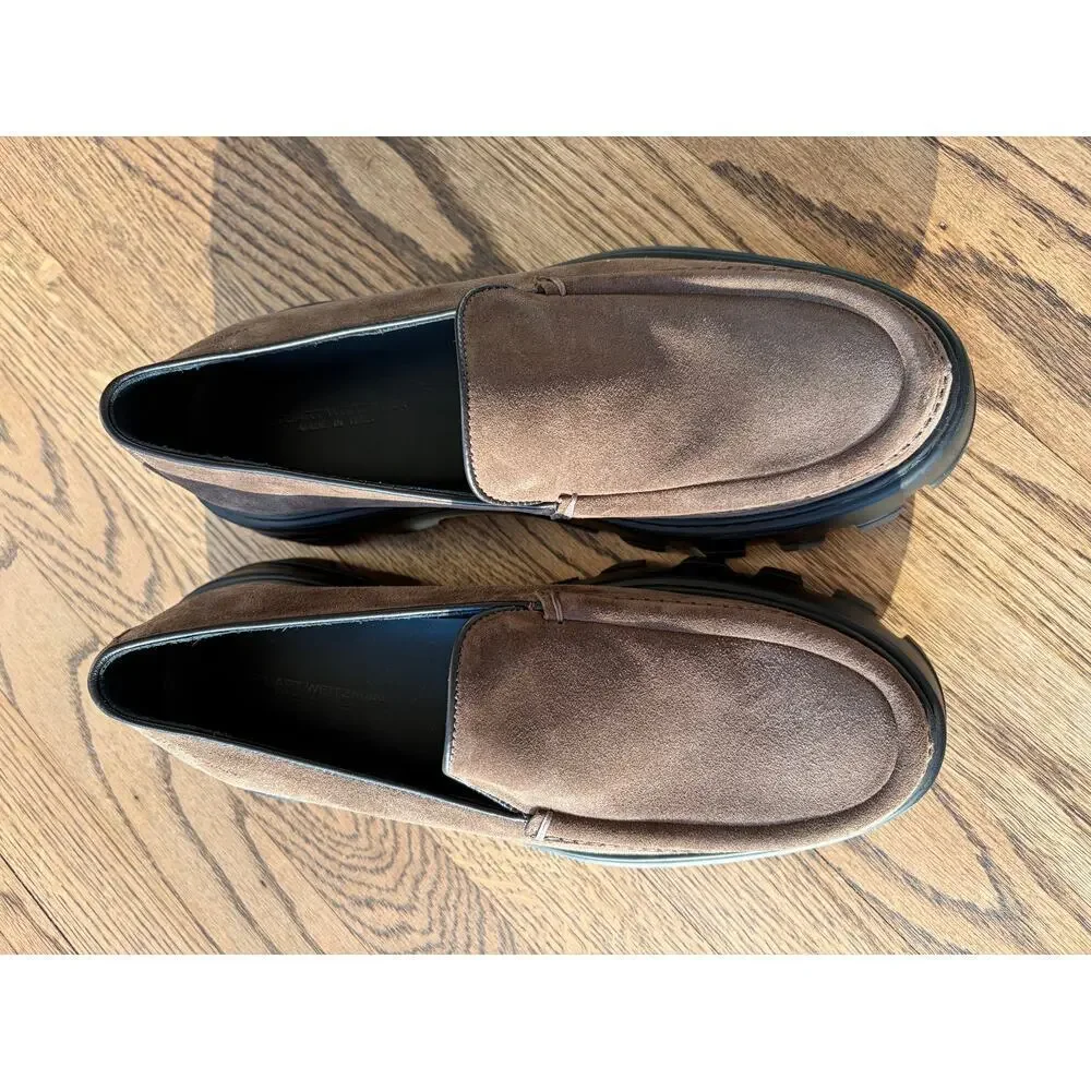 Stuart Weitzman Anders Platform Slip-on Shoe in Brown Suede Men's Sz‎ 8